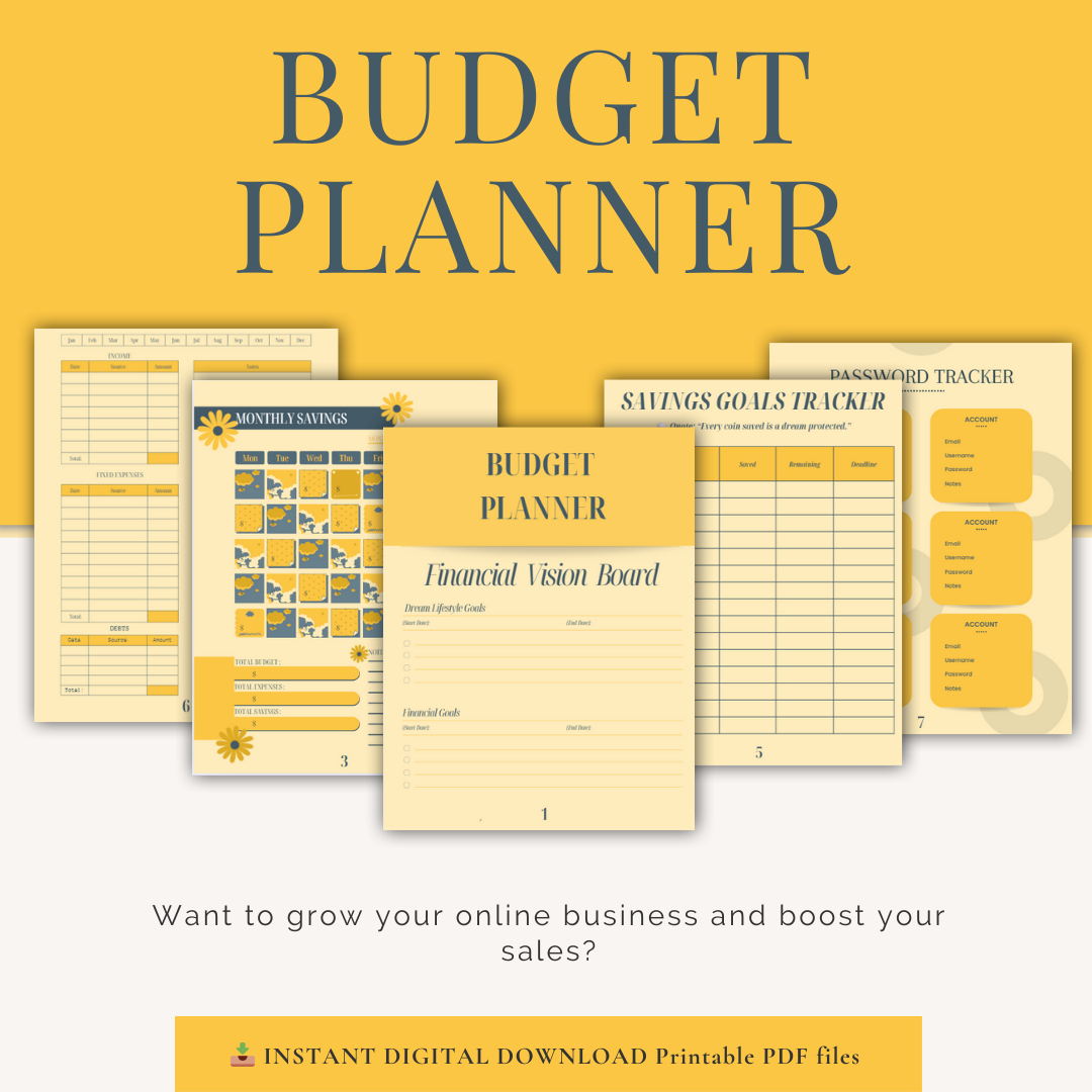 Budget Planner & Financial Tracker - Digital Download PDF