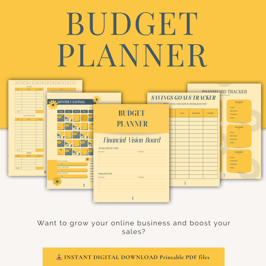 Budget Planner & Financial Tracker - Digital Download PDF